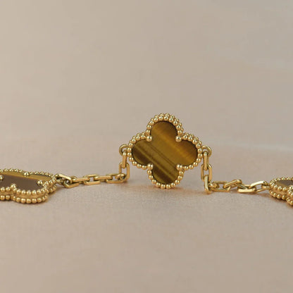 [Moco]New  CLOVER 5 MOTIFS TIGER EYE BRACELET COLLECTION