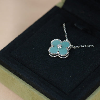 ¡®Moco¡¯CLOVER 15MM DIAMOND SVRES PORCELAIN  NECKLACE SILVER