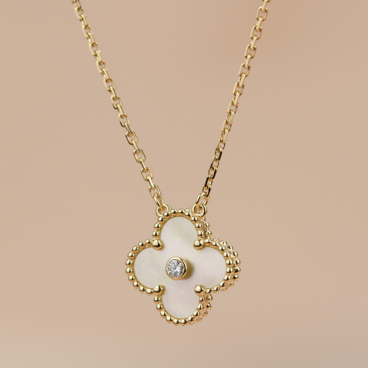 ¡®Moco¡¯CLOVER 15MM DIAMOND GOLD MOTHER OF PEARL NECKLACE