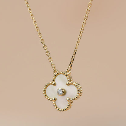 ¡®Moco¡¯CLOVER 15MM DIAMOND GOLD MOTHER OF PEARL NECKLACE
