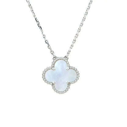 ¡®Moco¡¯CLOVER  15MM WHITE MOTHER-OF-PEARL SILVER