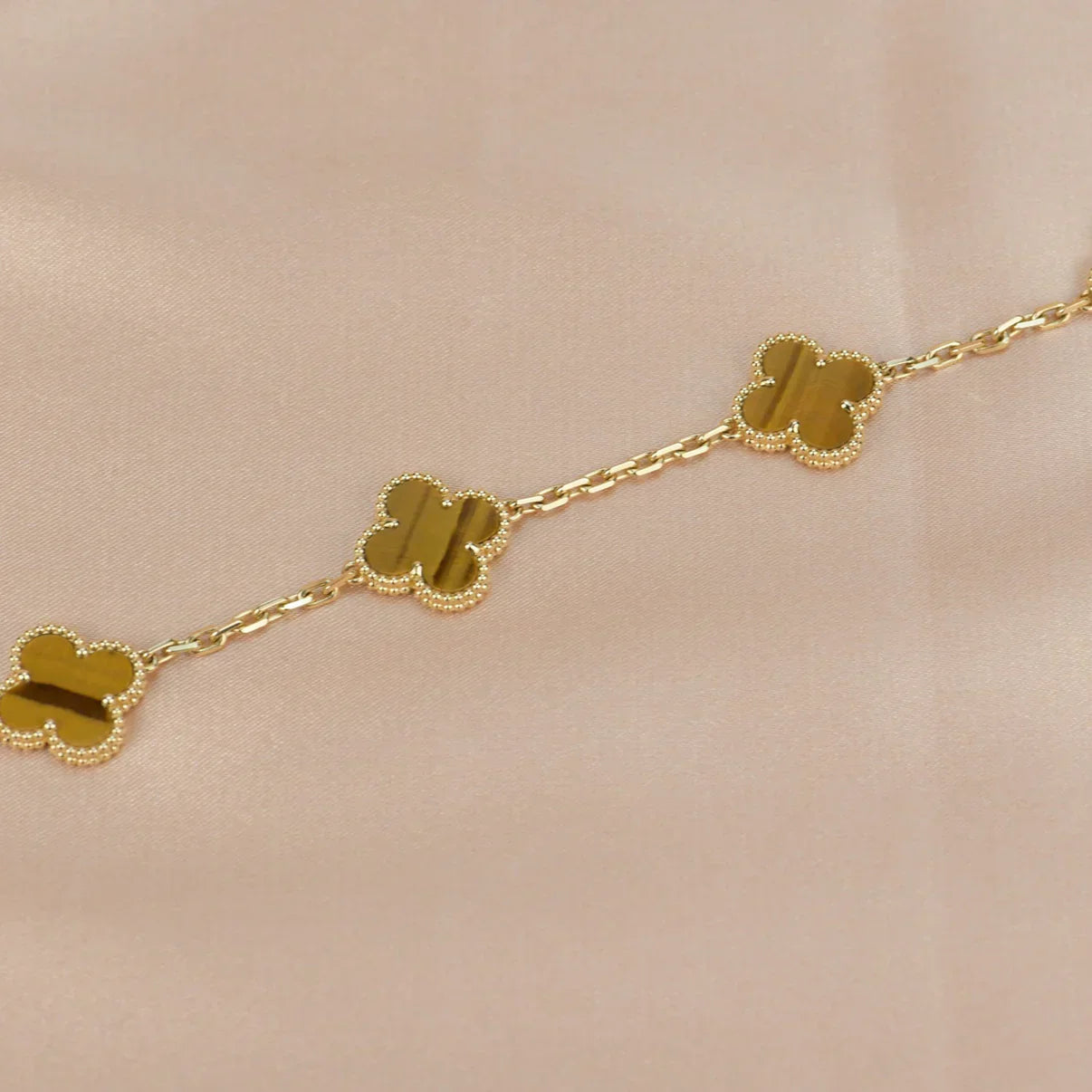 [Moco]New  CLOVER 5 MOTIFS TIGER EYE BRACELET COLLECTION