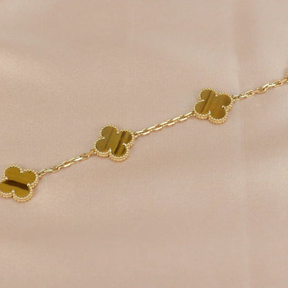 [Moco]New  CLOVER 5 MOTIFS TIGER EYE BRACELET COLLECTION