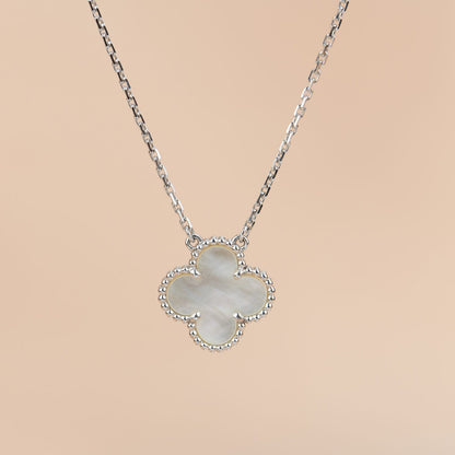 ¡®Moco¡¯CLOVER  15MM WHITE MOTHER-OF-PEARL SILVER