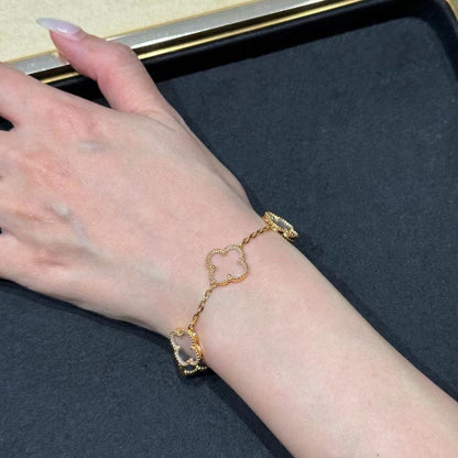 [Moco]New CLOVER 5 MOTIF ROCK CRYSTAL BRACELET