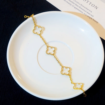 [Moco]New CLOVER 5 MOTIF ROCK CRYSTAL BRACELET