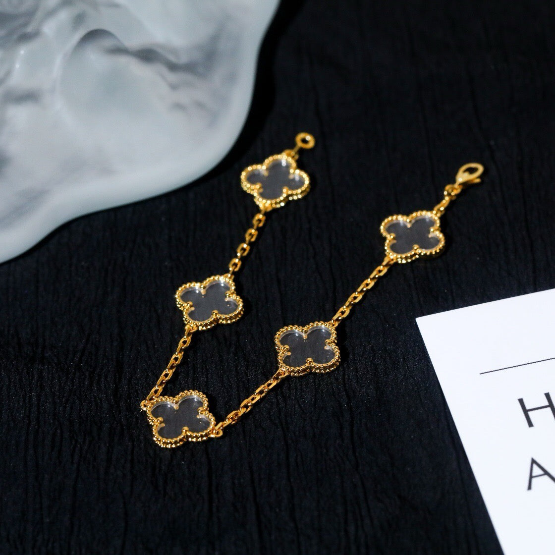 [Moco]New CLOVER 5 MOTIF ROCK CRYSTAL BRACELET