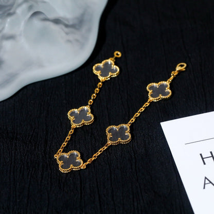 [Moco]New CLOVER 5 MOTIF ROCK CRYSTAL BRACELET