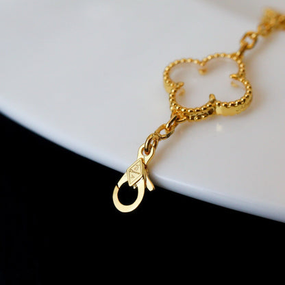 [Moco]New CLOVER 5 MOTIF ROCK CRYSTAL BRACELET