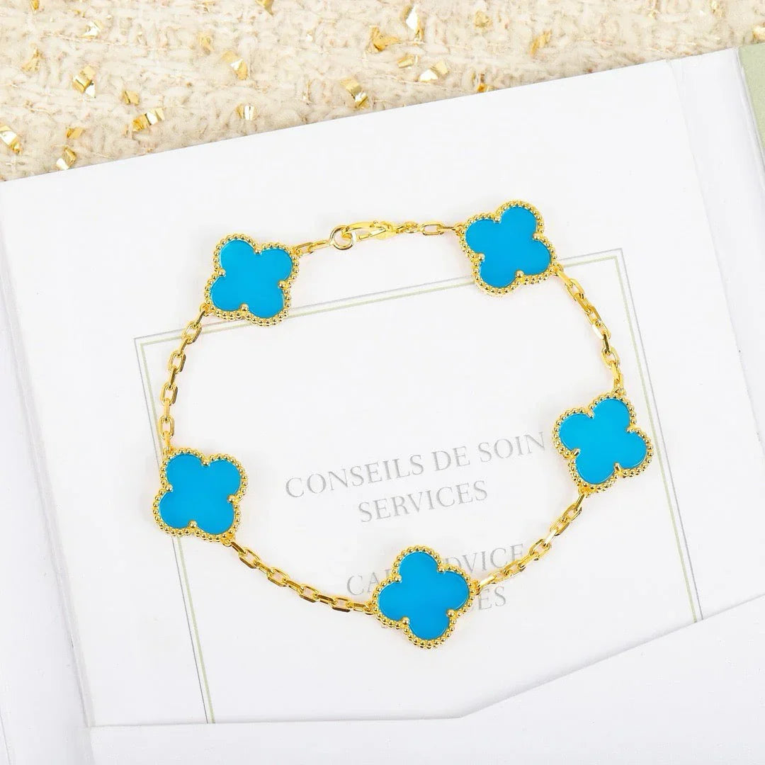 [Moco]New  CLOVER 5 MOTIF TURQUOISE BRACELET COLLECTION