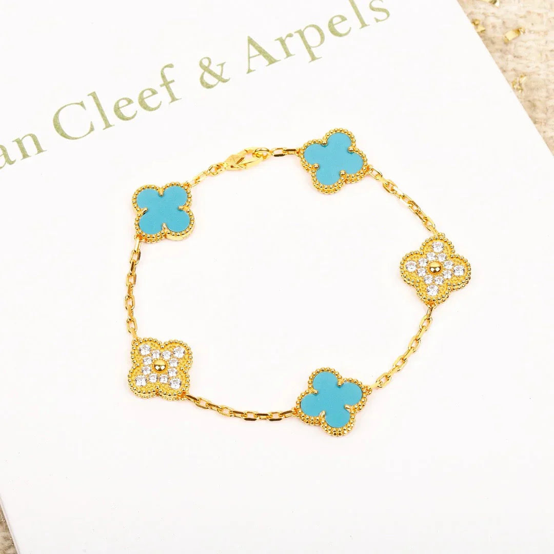 [Moco]New  CLOVER 5 MOTIF TURQUOISE BRACELET COLLECTION
