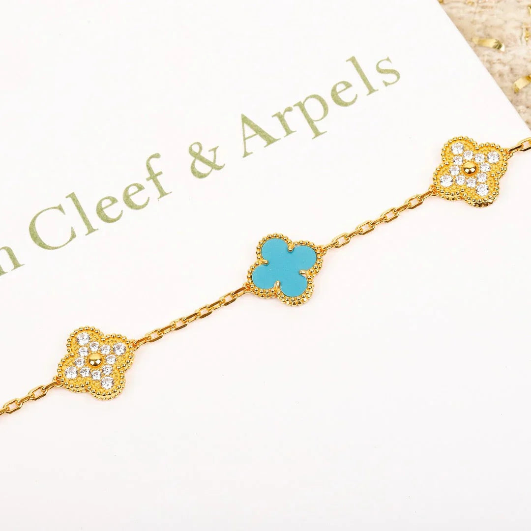 [Moco]New  CLOVER 5 MOTIF TURQUOISE BRACELET COLLECTION