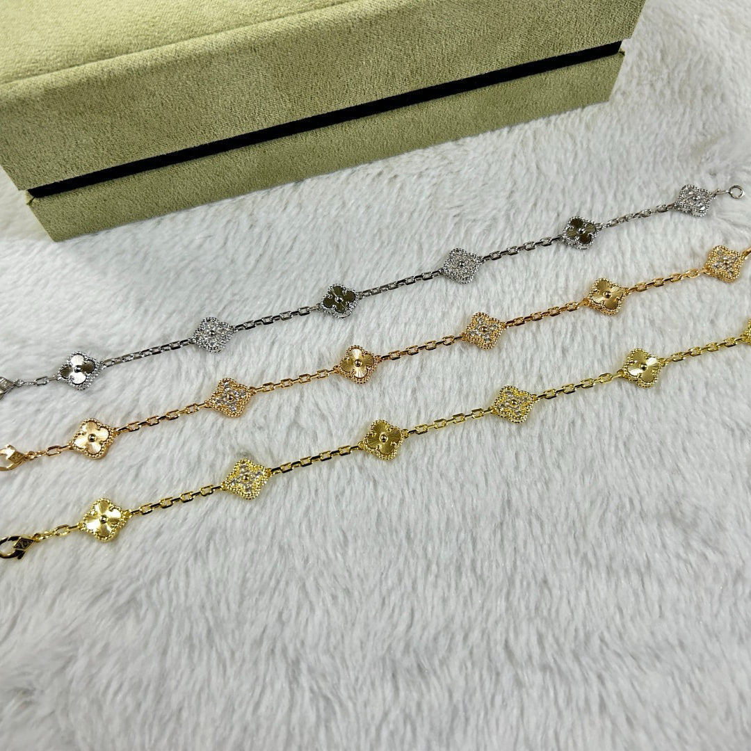 [¡®Moco¡¯]CLOVER 6 MOTIF DIAMOND LASER BRACELET