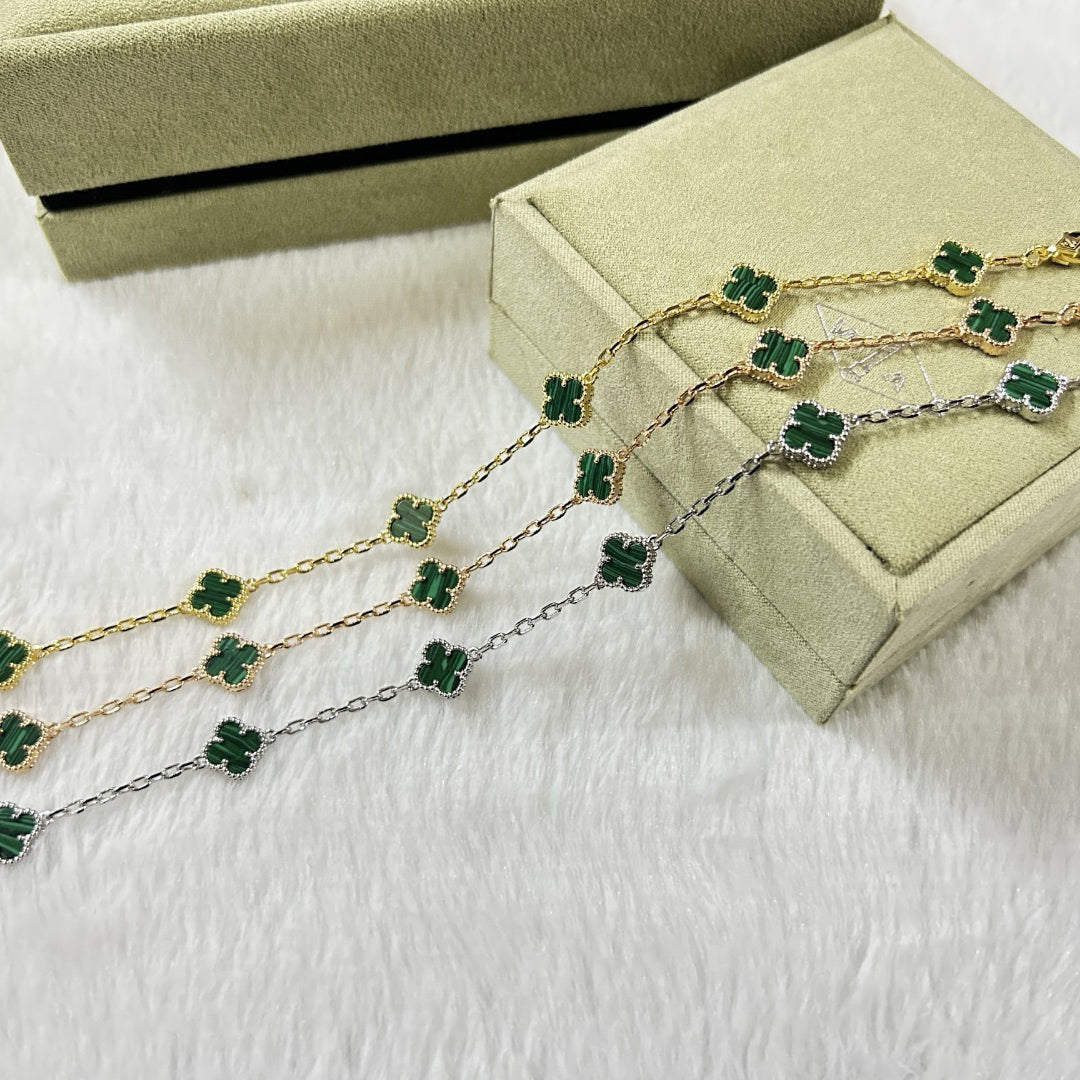 [¡®Moco¡¯]CLOVER 6 MOTIF MALACHITE BRACELET