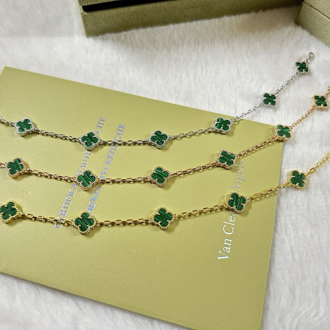 [¡®Moco¡¯]CLOVER 6 MOTIF MALACHITE BRACELET