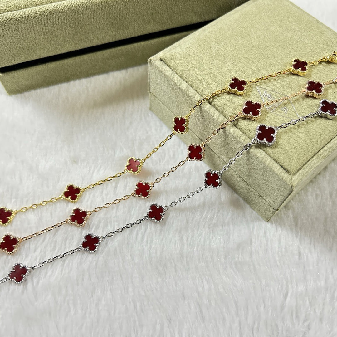 [¡®Moco¡¯]CLOVER 6 MOTIF RED AGATE BRACELET