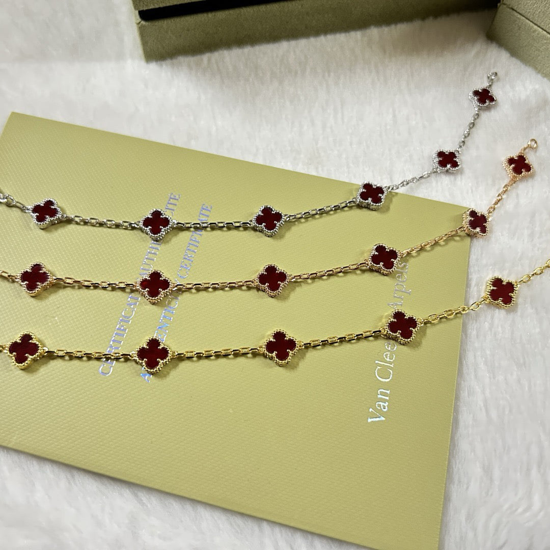 [¡®Moco¡¯]CLOVER 6 MOTIF RED AGATE BRACELET
