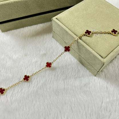 [¡®Moco¡¯]CLOVER 6 MOTIF RED AGATE BRACELET