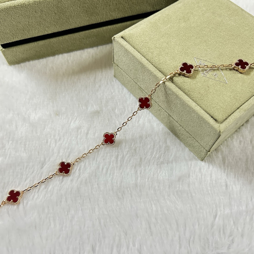 [¡®Moco¡¯]CLOVER 6 MOTIF RED AGATE BRACELET