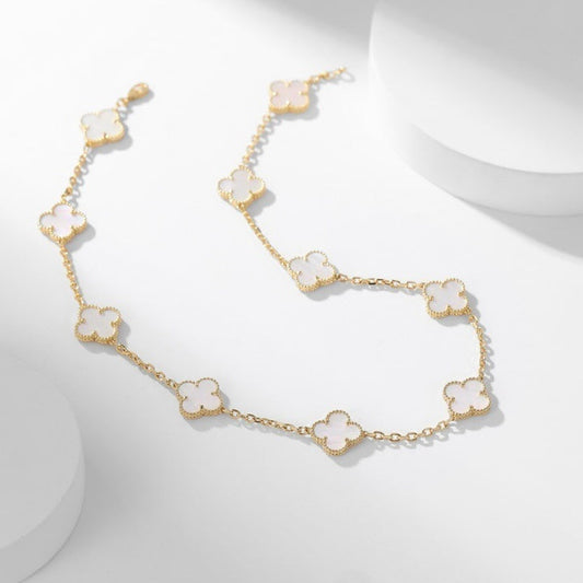 ¡®Moco¡¯CLOVER 10 MOTIFS WHITE MOTHER OF PEARL NECKLACE