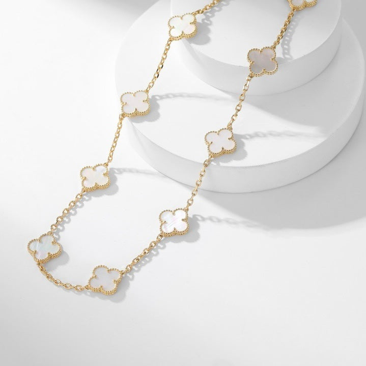 ¡®Moco¡¯CLOVER 10 MOTIFS WHITE MOTHER OF PEARL NECKLACE