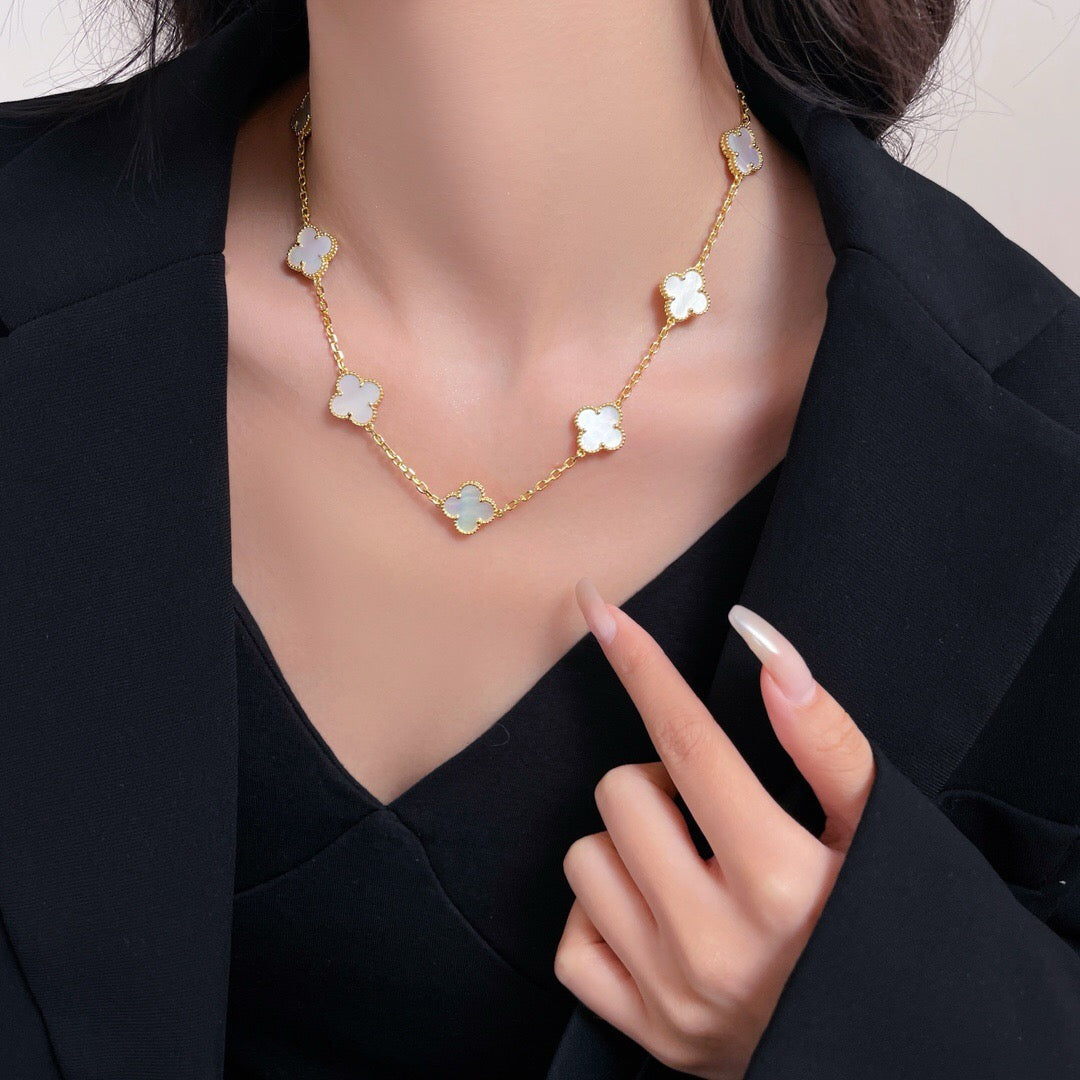 ¡®Moco¡¯CLOVER 10 MOTIFS WHITE MOTHER OF PEARL NECKLACE