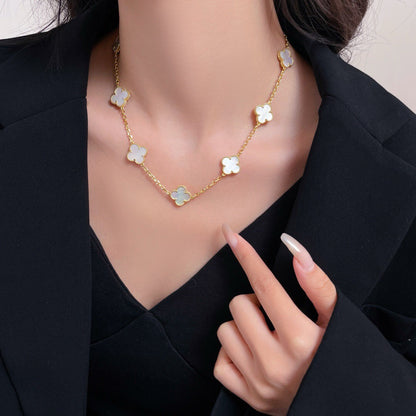 ¡®Moco¡¯CLOVER 10 MOTIFS WHITE MOTHER OF PEARL NECKLACE