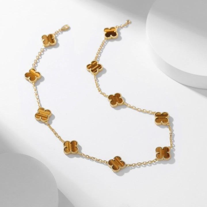 ¡®Moco¡¯CLOVER 10 MOTIFS TIGER EYE NECKLACE
