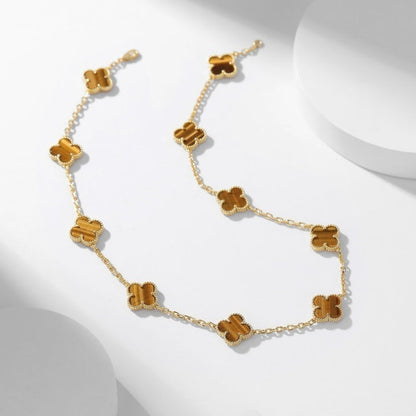 ¡®Moco¡¯CLOVER 10 MOTIFS TIGER EYE NECKLACE