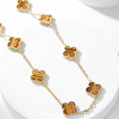 ¡®Moco¡¯CLOVER 10 MOTIFS TIGER EYE NECKLACE