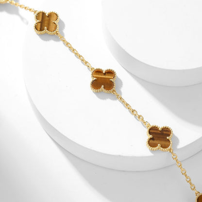 ¡®Moco¡¯CLOVER 10 MOTIFS TIGER EYE NECKLACE