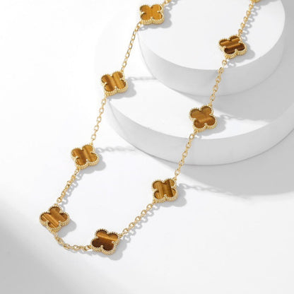 ¡®Moco¡¯CLOVER 10 MOTIFS TIGER EYE NECKLACE