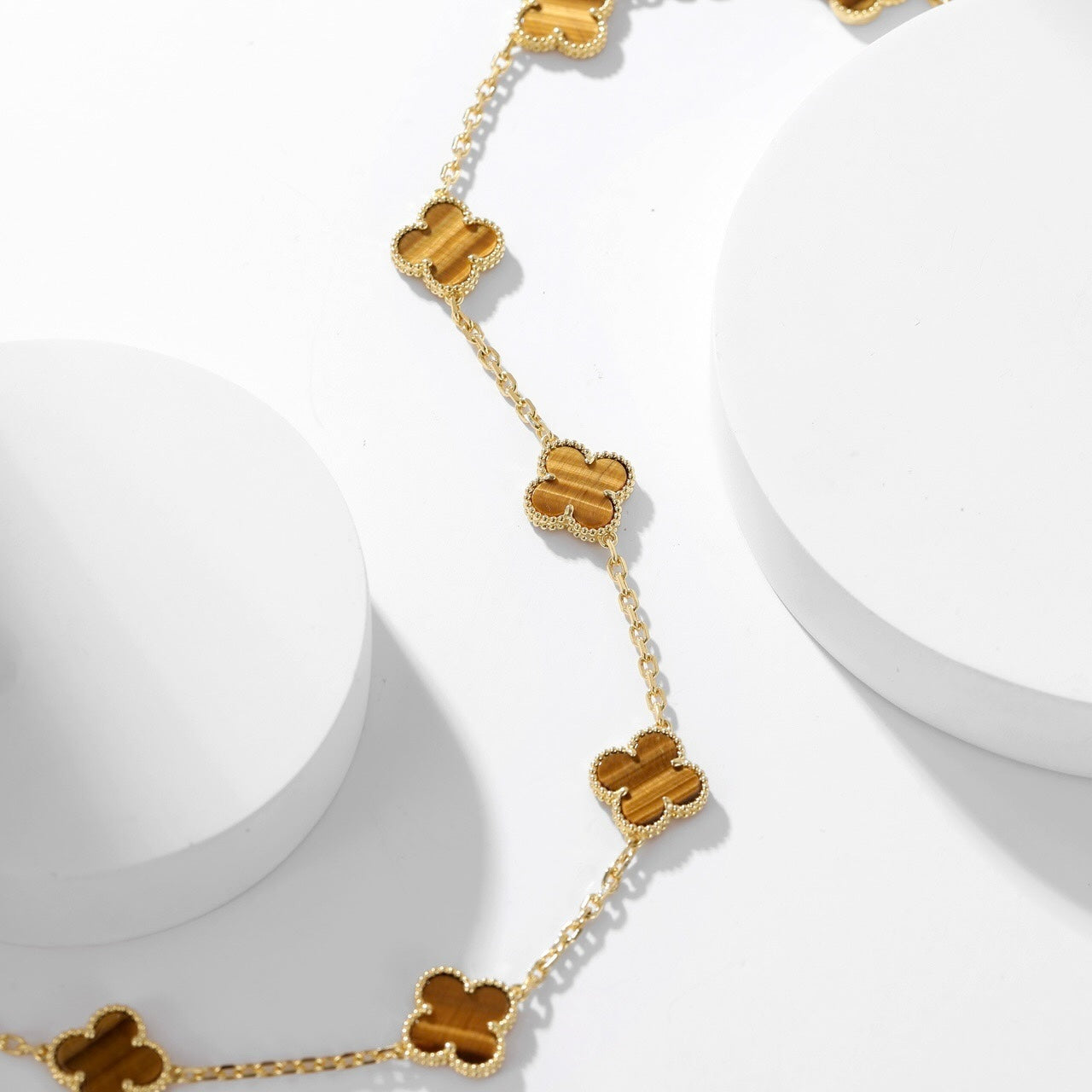 ¡®Moco¡¯CLOVER 10 MOTIFS TIGER EYE NECKLACE