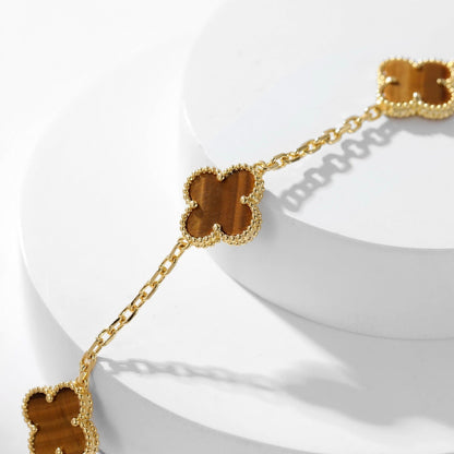 ¡®Moco¡¯CLOVER 10 MOTIFS TIGER EYE NECKLACE