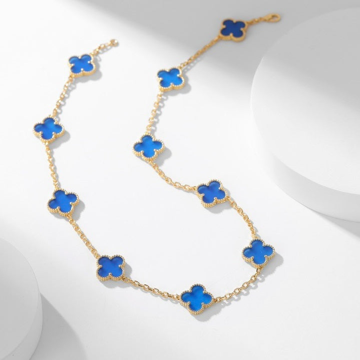 ¡®Moco¡¯CLOVER 10 MOTIFS BLUE AGATE NECKLACE