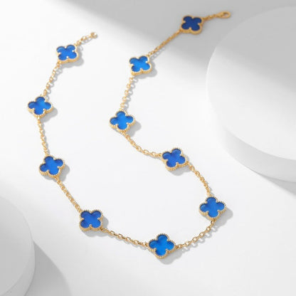 ¡®Moco¡¯CLOVER 10 MOTIFS BLUE AGATE NECKLACE