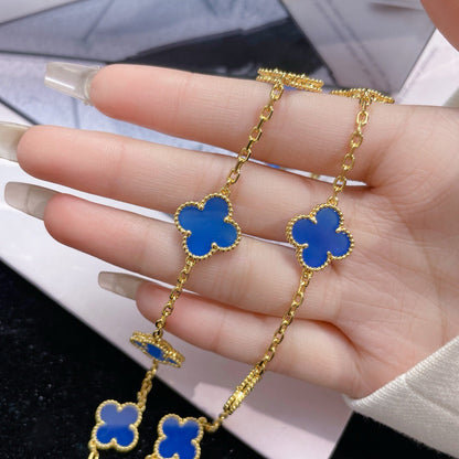 ¡®Moco¡¯CLOVER 10 MOTIFS BLUE AGATE NECKLACE
