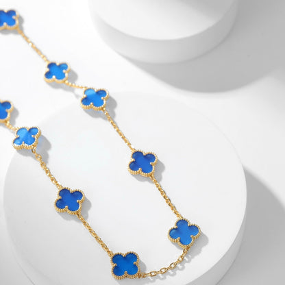 ¡®Moco¡¯CLOVER 10 MOTIFS BLUE AGATE NECKLACE