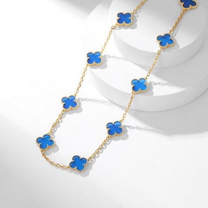 ¡®Moco¡¯CLOVER 10 MOTIFS BLUE AGATE NECKLACE