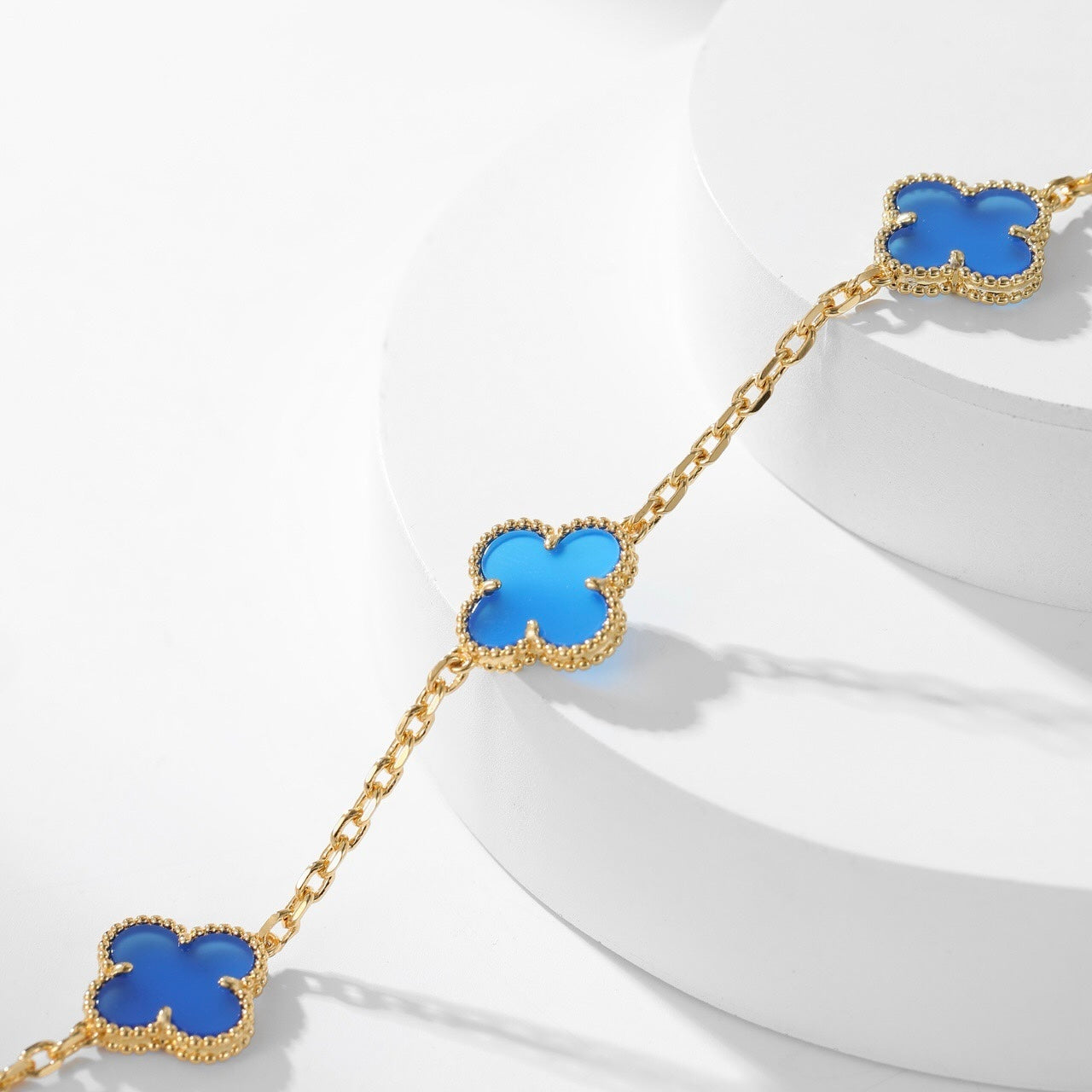 ¡®Moco¡¯CLOVER 10 MOTIFS BLUE AGATE NECKLACE