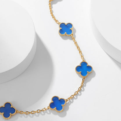¡®Moco¡¯CLOVER 10 MOTIFS BLUE AGATE NECKLACE
