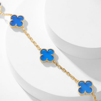 ¡®Moco¡¯CLOVER 10 MOTIFS BLUE AGATE NECKLACE