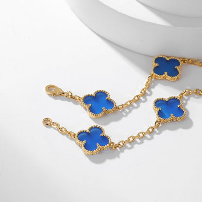 ¡®Moco¡¯CLOVER 10 MOTIFS BLUE AGATE NECKLACE