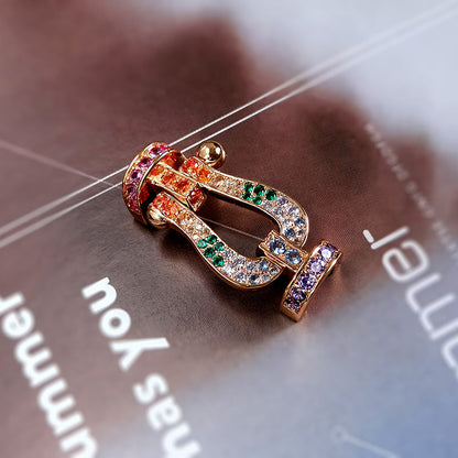 ¡®Moco¡¯FORC LARGE HORSESHOE  COLORED DIAMOND BRACELET SILVER