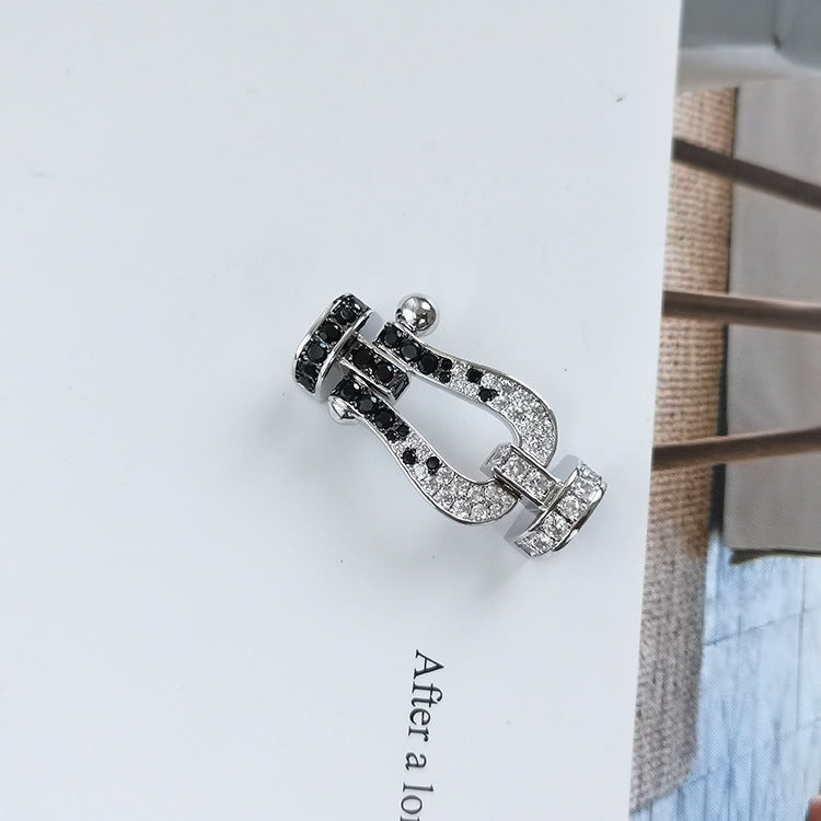 ¡®Moco¡¯FORCE LARGE HORSESHOE BLACK WHITE DIAMOND BRACELET ROSE GOLD