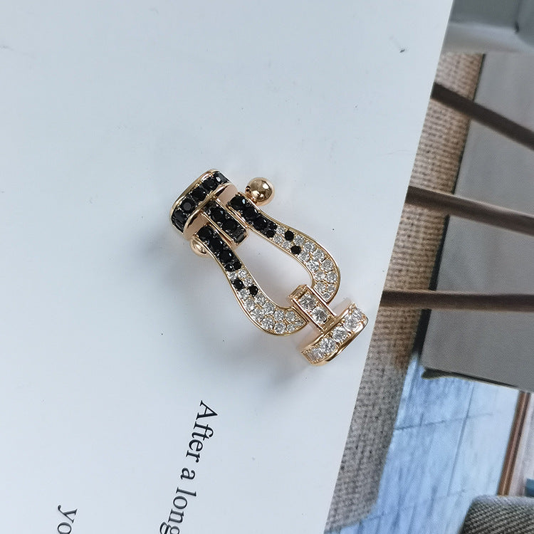 ¡®Moco¡¯FORCE LARGE HORSESHOE BLACK WHITE DIAMOND BRACELET ROSE GOLD