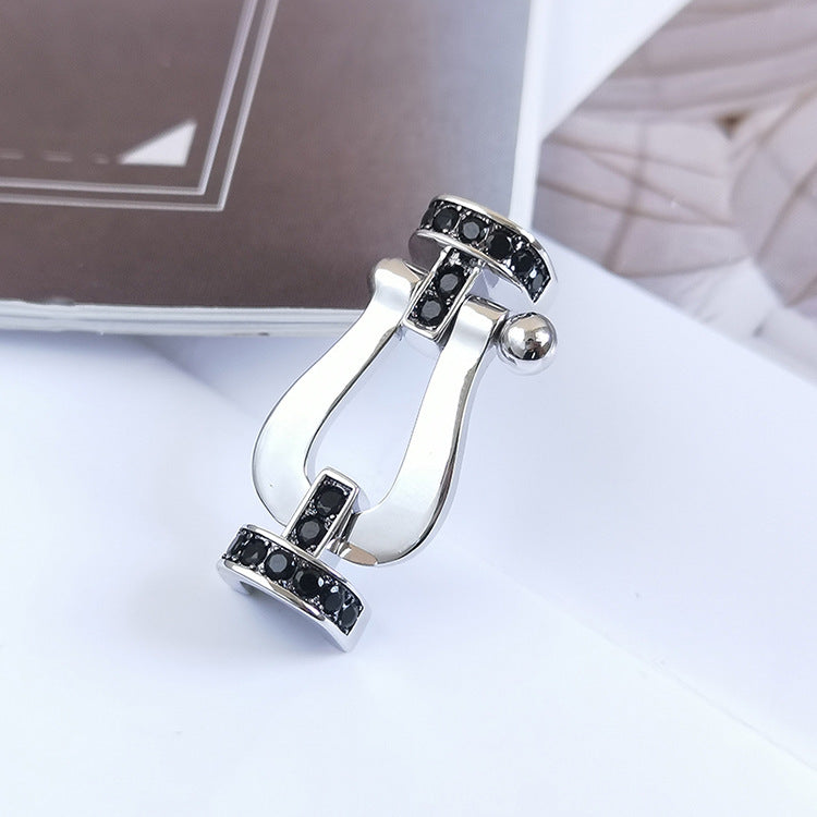 ¡®Moco¡¯FORCE LARGE HORSESHOE BLACK DIAMOND BRACELET SILVER
