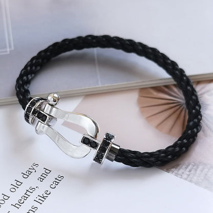 ¡®Moco¡¯FORCE LARGE HORSESHOE BLACK DIAMOND BRACELET SILVER