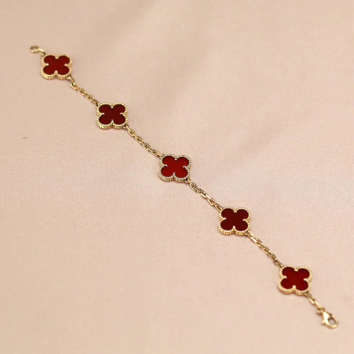 [Moco]New  CLOVER 5 MOTIF RED CORNELIAN BRACELET COLLECTION
