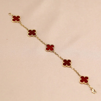 [Moco]New  CLOVER 5 MOTIF RED CORNELIAN BRACELET COLLECTION